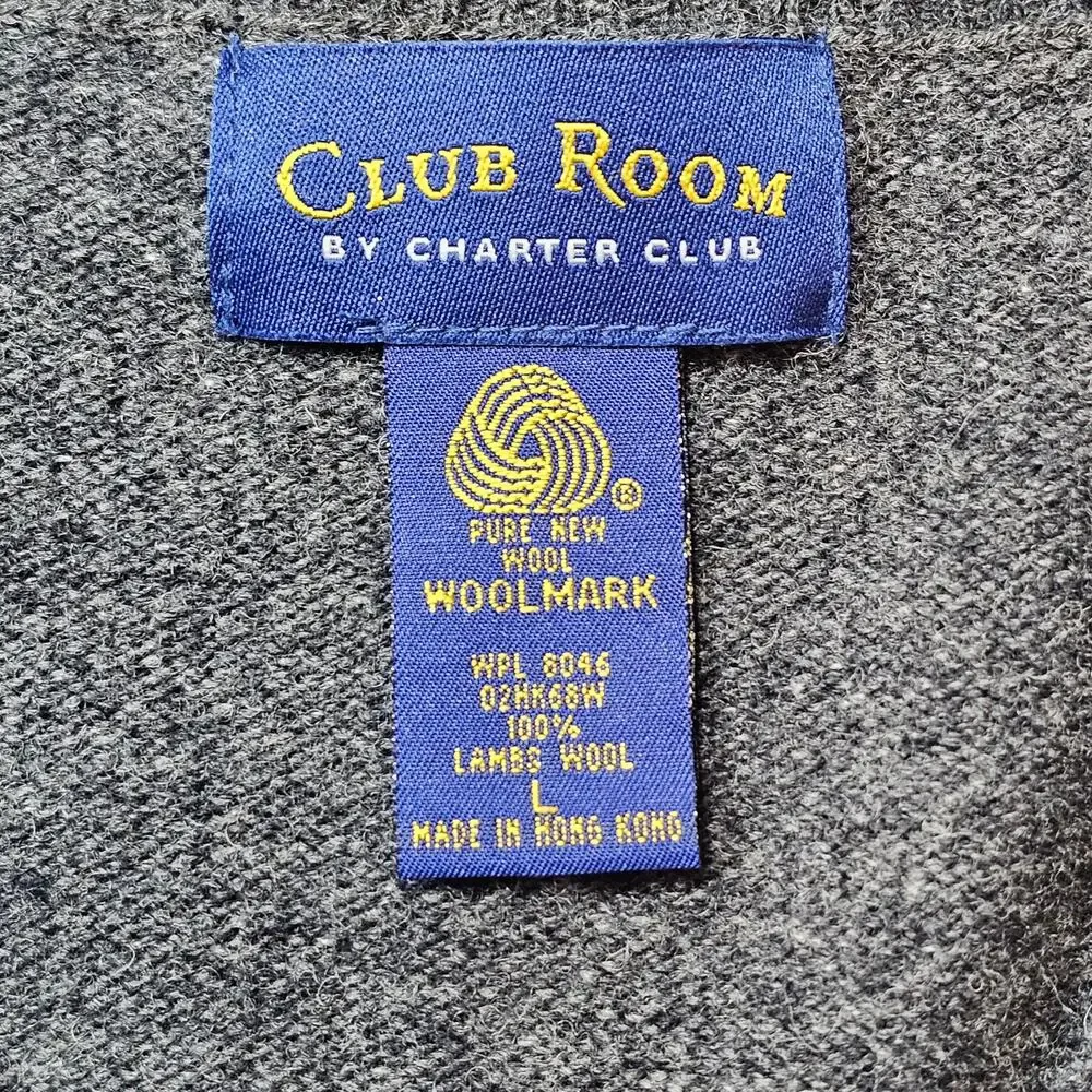 Club Room by Charter Club Men's 100% Wool V-Neck Sweater Heather Gray Size L
